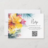 ハイビスカスフローラ熱帯行先結婚式 出欠カード (正面)