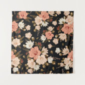 ハイビスカスフローラ：シームレスパターンデザイン タペストリー (正面(横))