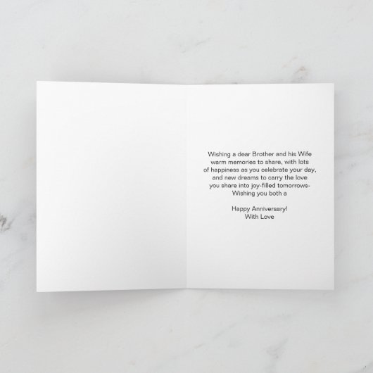ハイビスカスブラザーと妻パーソナライズされた記念日 カード (内部)