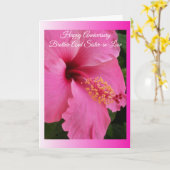 ハイビスカスブラザーと妻パーソナライズされた記念日 カード (黄色い花)