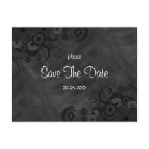 ハイビスカスブラックフローラゴシックSave The Date Card