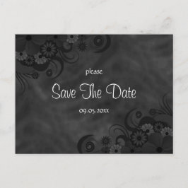 ハイビスカスブラックフローラゴシックSave The Date Card 案内ポストカード