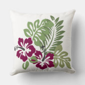 ハイビスカスブルゴーニュ葉飾りフローラT-Shir クッション (裏面)