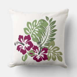 ハイビスカスブルゴーニュ葉飾りフローラT-Shir クッション