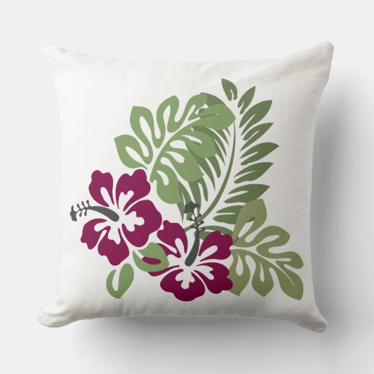 ハイビスカスブルゴーニュ葉飾りフローラT-Shir クッション (正面)