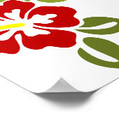 ハイビスカスブロッサムリーフレッドブルーミング自然 ポスター (角)