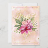 ハイビスカスプラムピンク大理石金ゴールド誕生日パーティー 招待状 (裏面)