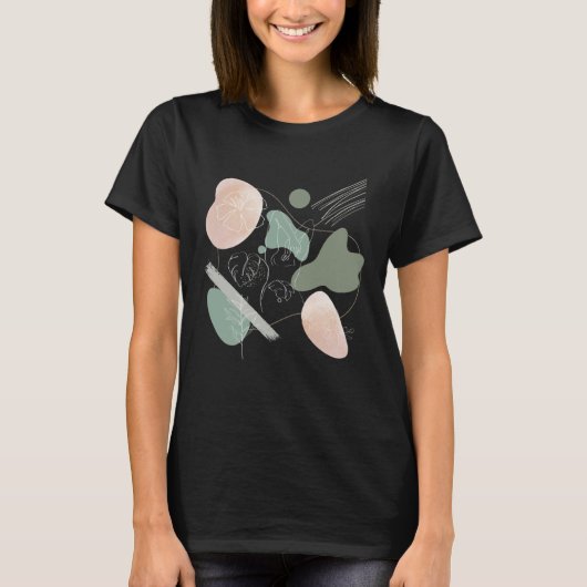ハイビスカスミニマルフラワーウィメンズ抽象芸術ボウ Tシャツ (正面)