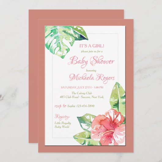 ハイビスカスモーニング招待状 招待状 (正面/裏面)