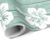 ハイビスカスラッピング紙ドリフトウッドビーチ。ジェイド ラッピングペーパー (ロールコーナー)