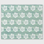 ハイビスカスラッピング紙ドリフトウッドビーチ。ジェイド ラッピングペーパー (フラット)