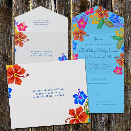 ハイビスカスルアウ（ハワイ式宴会）誕生祝いすべて1つのInv オールインワン招待状