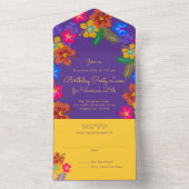 ハイビスカスルアウ（ハワイ式宴会）誕生祝い オールインワン招待状 (内側)