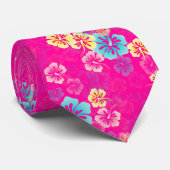 ハイビスカスレイス/ハワイアンタイ/熱帯/日の背景 ネクタイ (ロール)