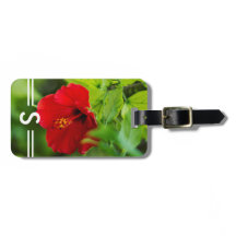 ハイビスカスレッドハワイトロピカルフラワー+イニシャル