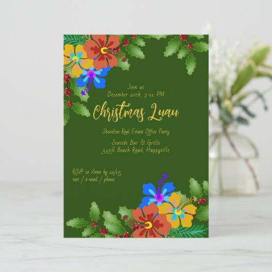 ハイビスカスンホリークリスマスオフィスパーティの招待状 招待状 (スタンド正面)