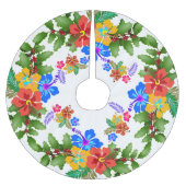 ハイビスカスンホリートロピカルデザイン ブラッシュドポリエステルツリースカート (正面)