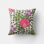 ハイビスカス動物:水の色シームレスなパターン。 クッション (裏面)