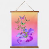 ハイビスカス及び蝶抽象芸術 吊り下げ型タペストリー (正面)