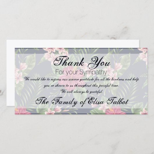 ハイビスカス悔やみや弔慰サンキューフォトカード サンキューカード (正面/裏面)