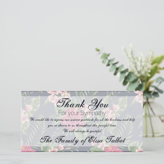 ハイビスカス悔やみや弔慰サンキューフォトカード サンキューカード (スタンド正面)