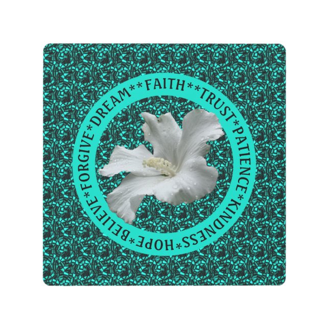 ハイビスカス感動的の励まし メタルプリント (正面)