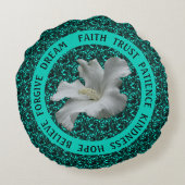 ハイビスカス感動的の励まし ラウンドクッション (裏面)