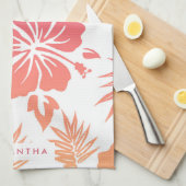 ハイビスカス模様 キッチンタオル (四つ折り)