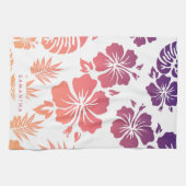 ハイビスカス模様 キッチンタオル (横)