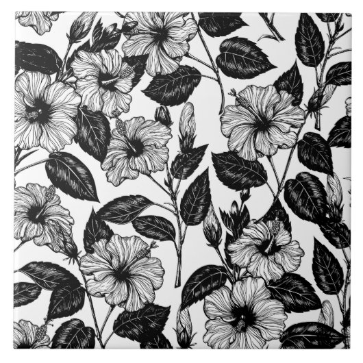 ハイビスカス模様 タイル (正面)