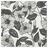 ハイビスカス模様 ファブリック (クローズアップ)