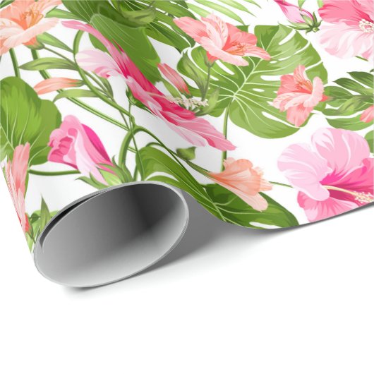 ハイビスカス模様 ラッピングペーパー (ロールコーナー)