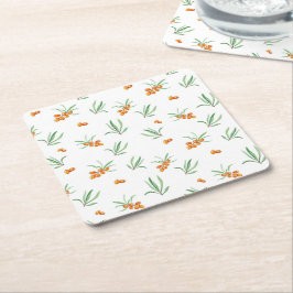 ハイビスカス水彩植物咲きシームレス スクエアペーパーコースター