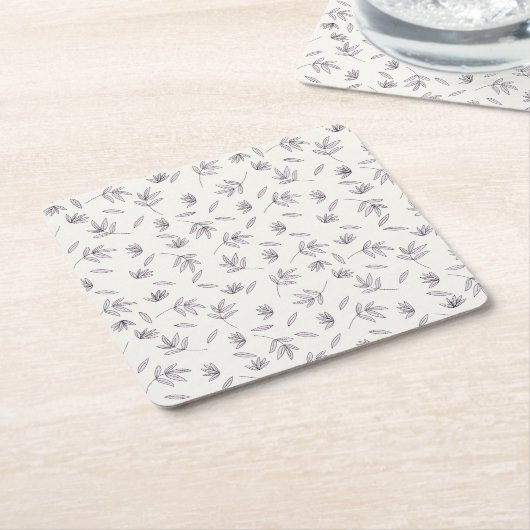 ハイビスカス水彩植物咲きシームレス スクエアペーパーコースター (アングル)