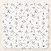 ハイビスカス水彩植物咲きシームレス スクエアペーパーコースター (正面)