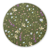 ハイビスカス水彩植物咲きシームレス セラミックノブ (正面)