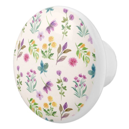 ハイビスカス水彩植物咲きシームレス セラミックノブ (右)