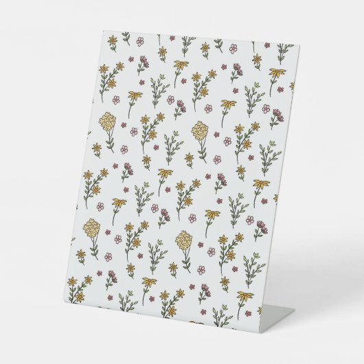 ハイビスカス水彩植物咲きシームレス 台座サイン (正面)