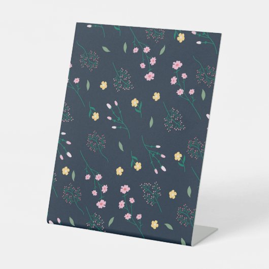 ハイビスカス水彩植物咲きシームレス 台座サイン (正面)