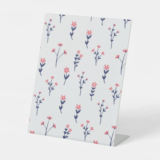 ハイビスカス水彩植物咲きシームレス 台座サイン (正面)