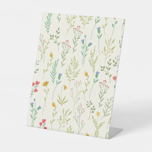 ハイビスカス水彩植物咲きシームレス 台座サイン (正面)