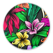 ハイビスカス水彩熱帯花ドレッサー セラミックノブ (正面)