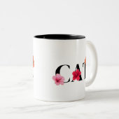 ハイビスカス熱帯カラフル花 ツートーンマグカップ (正面右)