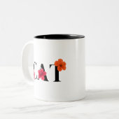 ハイビスカス熱帯カラフル花 ツートーンマグカップ (正面左)