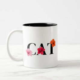 ハイビスカス熱帯カラフル花 ツートーンマグカップ