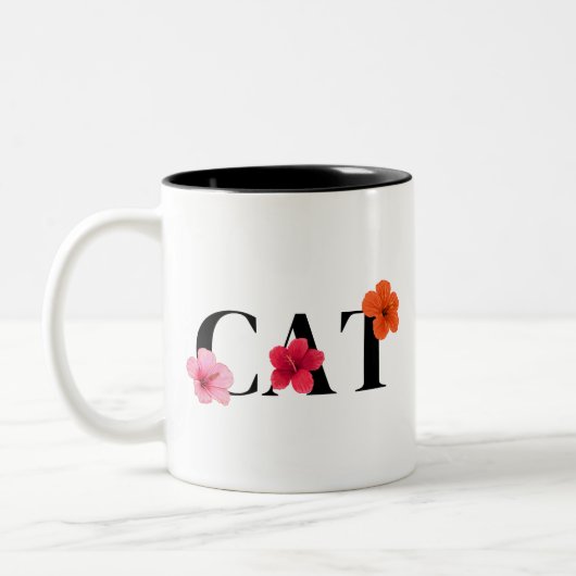 ハイビスカス熱帯カラフル花 ツートーンマグカップ (左)