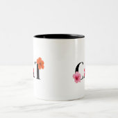 ハイビスカス熱帯カラフル花 ツートーンマグカップ (中央)