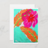 ハイビスカス熱帯ノートカード サンキューカード (正面/裏面)