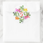 ハイビスカス熱帯フローラリースグリーンピンクイエロー ラウンドシール (バッグ)