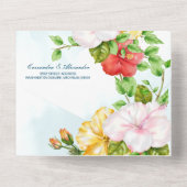 ハイビスカス熱帯フローラ結婚ズ オールインワン招待状 (裏面)